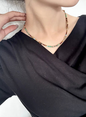 彩色小米珠串珠气球狗短项链