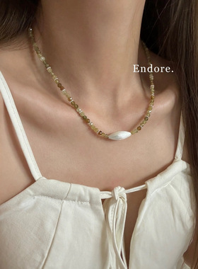 小众设计美拉德天然石短锁骨项链