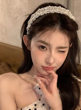 公主风简约珍珠蕾丝高颅顶发箍