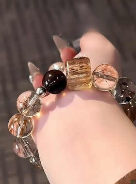 天然黑金超七方糖水晶手串招财转运高级感设计送朋友闺蜜代发