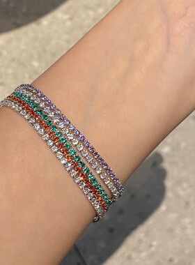 彩色锆石多层手链女款ins轻奢