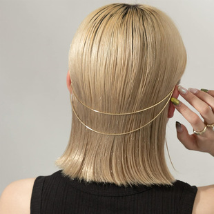 韩国东大门双层发箍女后脑勺简约复古金属头饰小众设计后戴式发箍