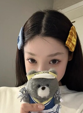 日系可爱格纹爱心水滴发夹甜美少女心发饰头饰拍照布艺发卡掰掰夹