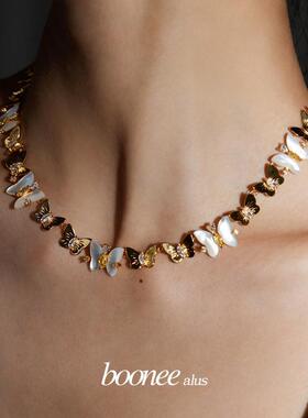 深海白蝶贝锁骨链设计超仙蝴蝶项链高级感choker颈链