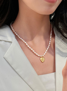 法式轻奢复古淡水珍珠项链手工