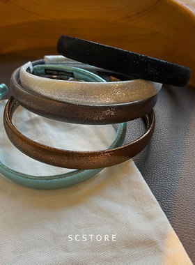 韩国东大门女头饰发饰品复古百搭细闪气质金属色银色头箍压发箍