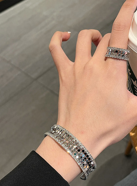 手镯闪闪鱼鳞亮片开口食指戒指环