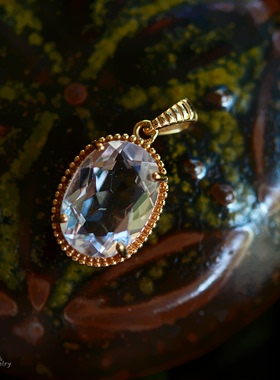 天然紫水晶绿水晶复古纯银项链坠