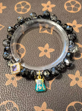 爆闪亮黑灰色水滴形状手链