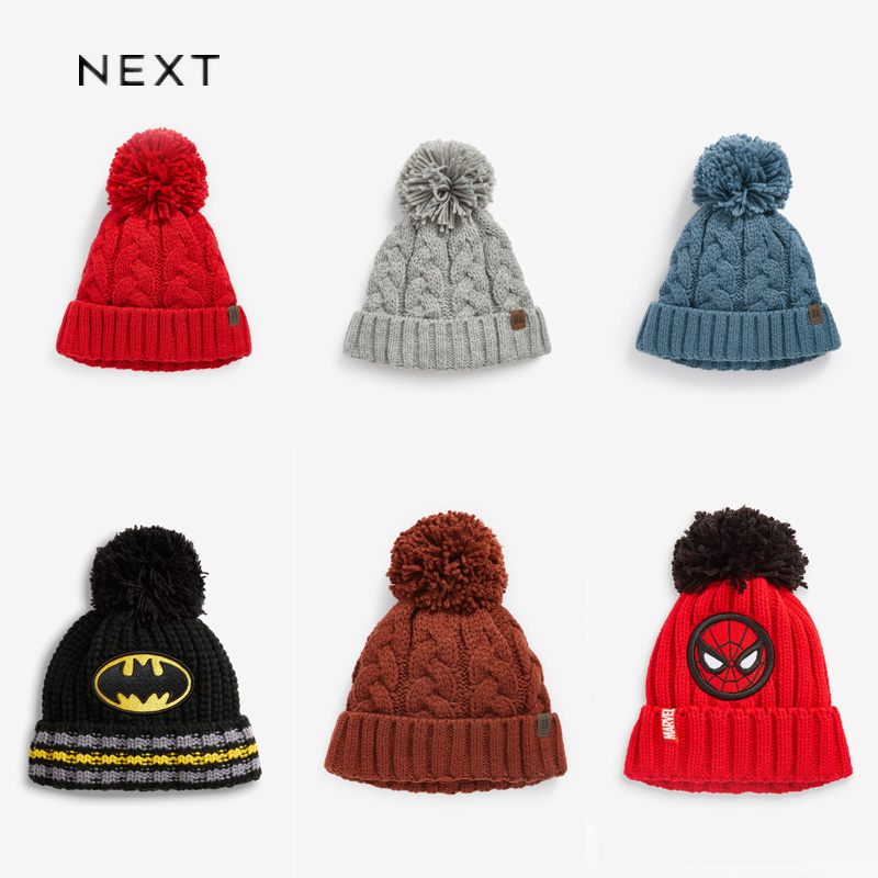 NEXT男童秋冬针织帽冬季绒球帽子