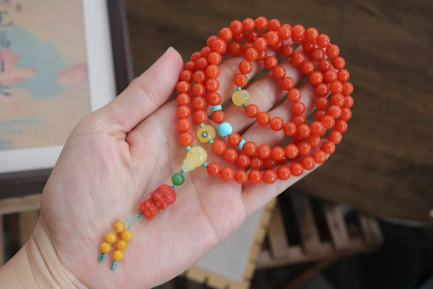 天然蜜蜡花蜡珠手链 简单大气款38152