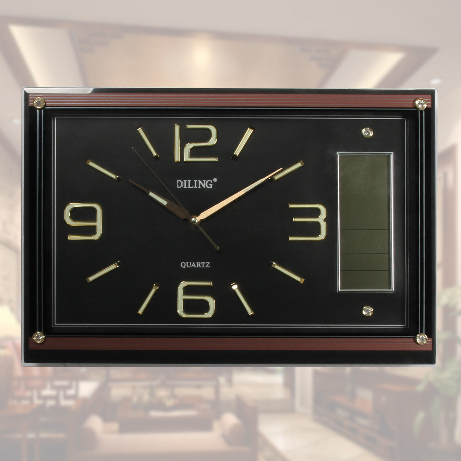 时尚家居客厅卧室挂钟 静音夜光字钟表电子钟迪翎挂钟8154