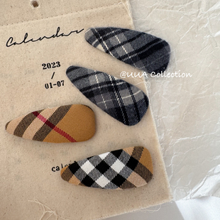 老钱风经典 格纹水滴bb夹bbr百搭基础发饰女孩洋气碎发刘海夹