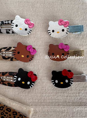 真皮kt韩国手工发卡小众原创豹纹辣妹bb夹可爱女孩高级感发饰