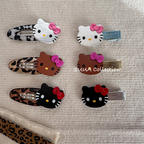 真皮kt韩国手工发卡小众原创豹纹辣妹bb夹可爱女孩高级感发饰