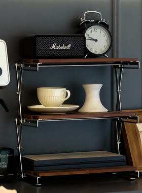 DecoHub中古折叠置物架手冲咖啡角布置器具收纳实木桌面杯子吧台