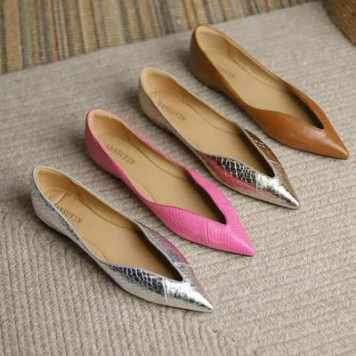 Luxury Temperament Women Shoe Summer New French Pointed Leat