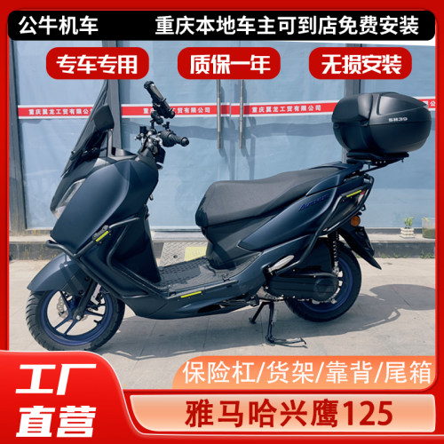 兴鹰125护杠改装后货架靠背尾箱