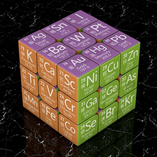 化学元素周期表魔方 三阶拼图魔方 创意图案摆件益智学生玩具礼物