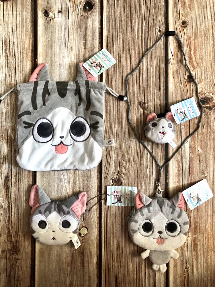 日本卡通甜甜私房起司猫小奇猫零钱包卡包束口袋收纳袋挂件相机包