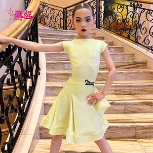 薇妮拉丁舞服比赛规定服无袖分体专业女童夏季国标交谊舞摩登舞裙