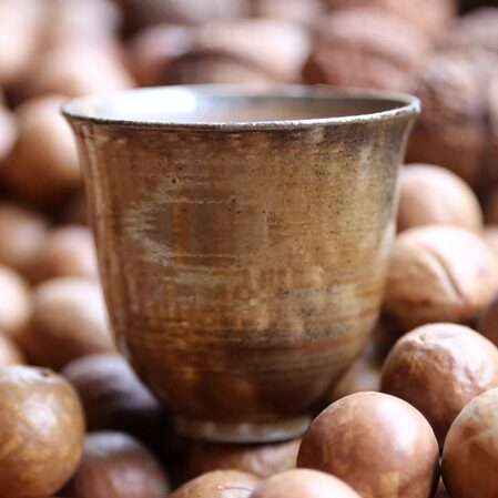 柴烧美人杯 百里挑一松木柴烧落灰釉手工品茗杯主人茶盏精致柴窑