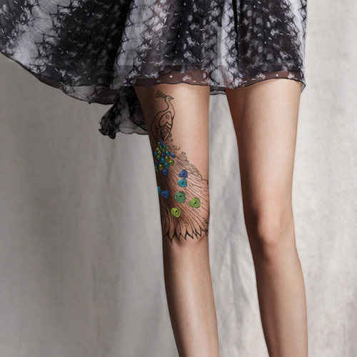 外贸纹身袜印花丝袜性感超薄花纹