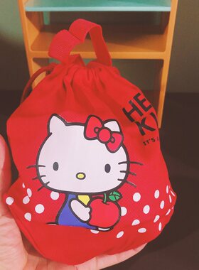 好正好正喜庆红色抽绳袋红包出日本凯D猫礼袋生日会小礼物礼盒kt