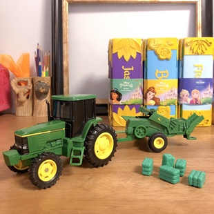 出口捡漏！约翰迪尔机械迷农用车打捆机模型玩具儿童宝宝玩具礼物