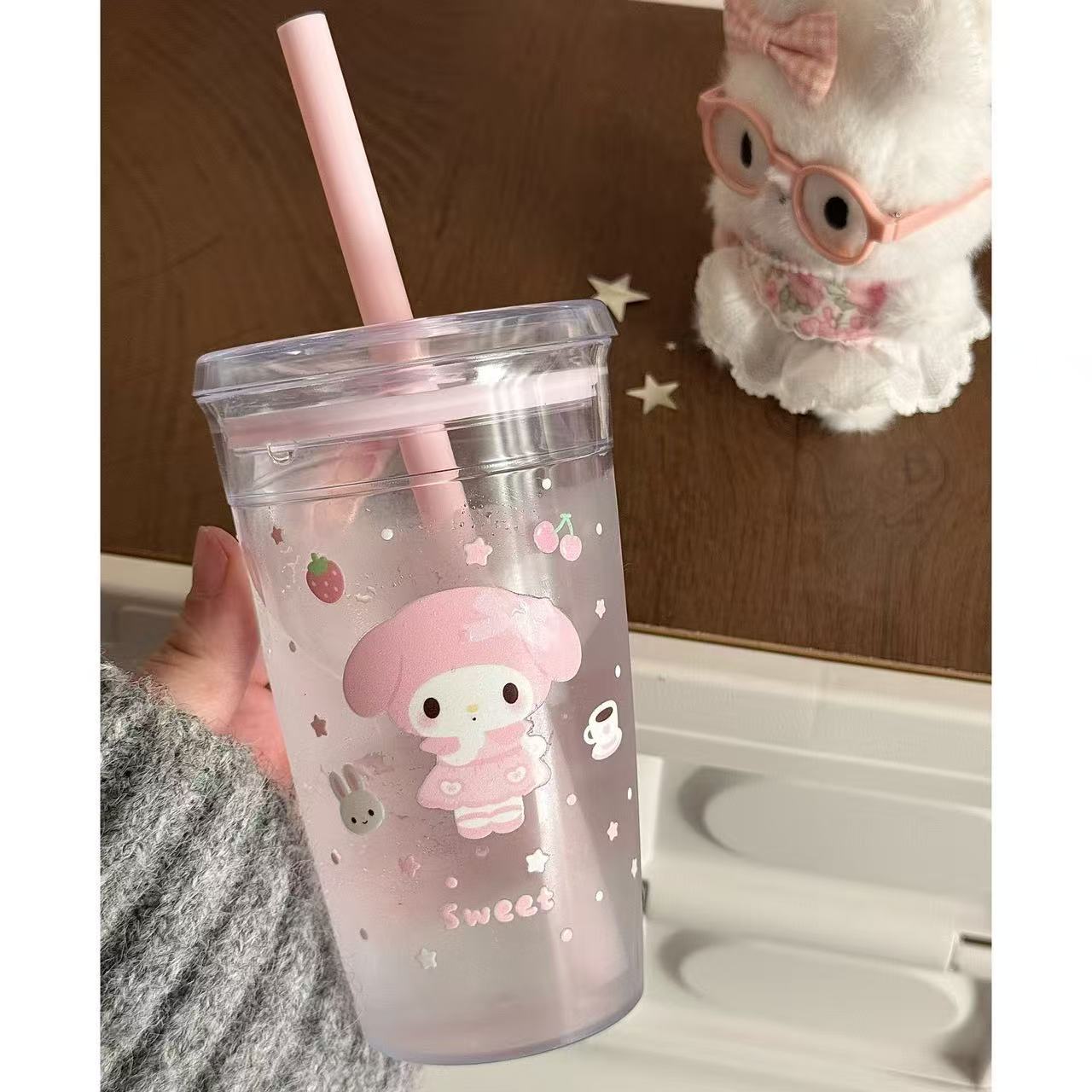 少女心美乐蒂吸管塑料水杯子送女随手杯