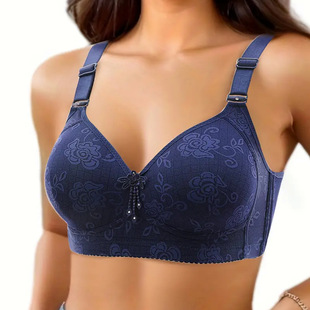跨境大码 提花薄杯三排扣中老年聚拢全罩杯文胸无磁无钢圈性感内衣