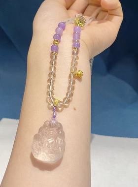 (AAA)白水晶九尾狐项链吊坠时尚精品简约女款手串原创设计DIY款