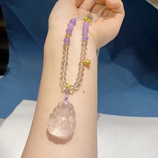 精品简约女款 白水晶九尾狐项链吊坠时尚 手串原创设计DIY款 AAA