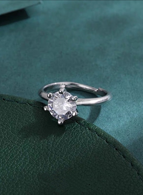 直播福利网红六爪大漏莫桑石戒指女轻奢小众高级感戒指