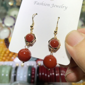 红玛瑙耳环主珠12mm 金标073