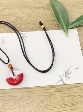 (AAA)晶体砂幽灵平安扣吊坠简约百搭小众时尚精致项链男女款