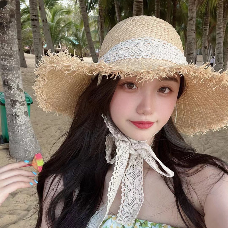 遮阳防晒大檐沙滩帽三亚海边度假草帽
