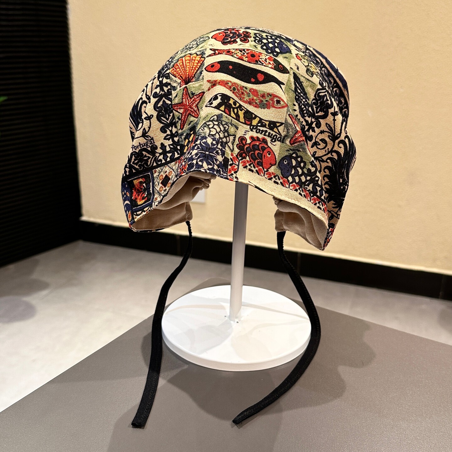 韩系复古印花系带头巾帽春夏季显脸小百搭双面戴包头帽堆堆帽洋气