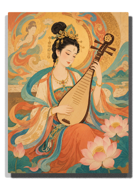 敦煌飞天 24色diy数字油画手绘填色国风古风仕女瑞兽丙烯装饰挂画