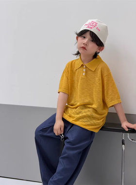 韩系男童夏季冰丝西装阔腿套装