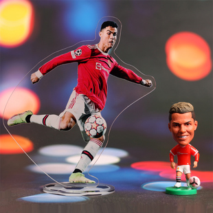 C罗红魔足球明星人偶公仔活动版亚克力立牌车C罗纳尔多手办摆件