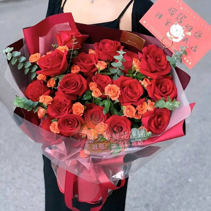 520北京红玫瑰花束订婚花速递同城订花生日配送女友结婚纪念日花