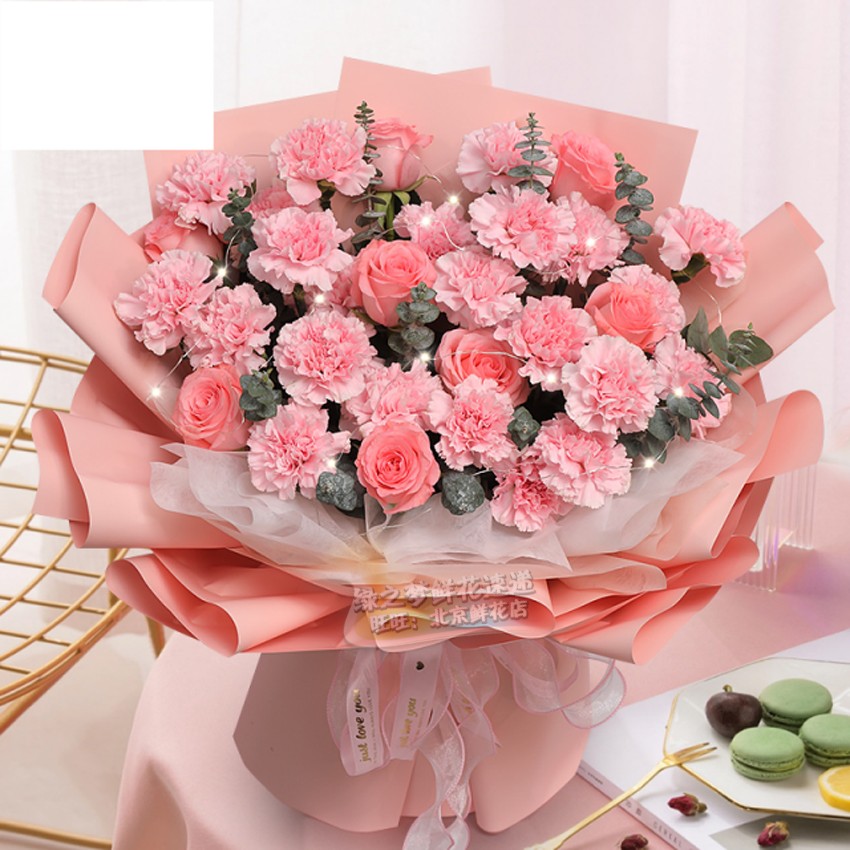 33朵康乃馨玫瑰混搭花束鲜花速递同城北京同城送花长辈送妈妈鲜花