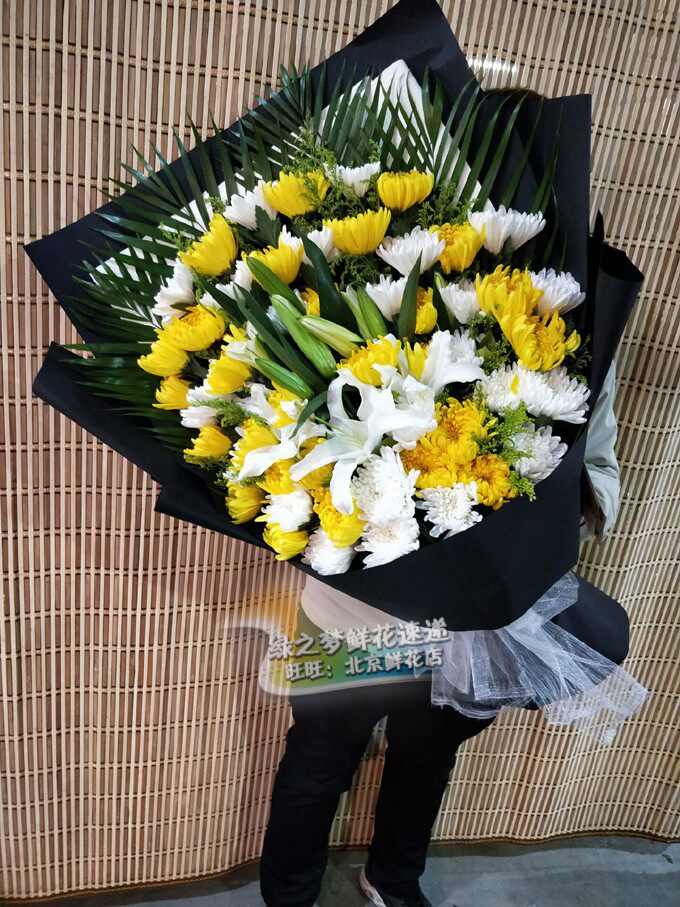 清明花扫墓花51朵黄白菊花菊花鲜花祭祀祭奠鲜花菊花花束祭奠清明
