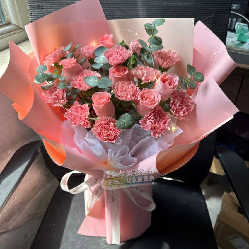 母亲生日妈妈鲜花粉康乃馨玫瑰混搭花束鲜花速递北京同城配送花店