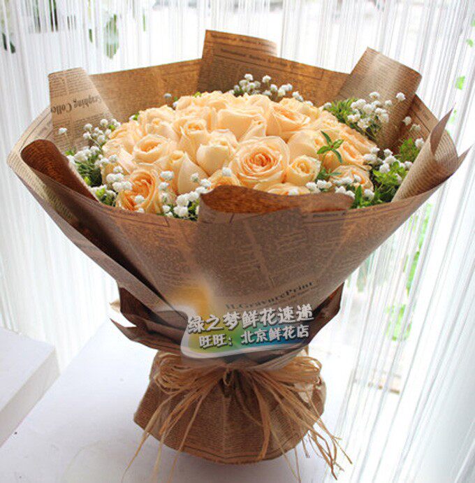 33朵香槟玫瑰花束北京同城鲜花速递石家庄生日送花天津鲜花店送花