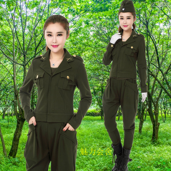 水兵舞军统特工服女装弹力外套卫衣短哈伦裤户外修身翻领迷彩套装