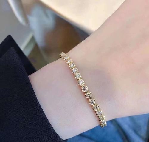 日本珠宝展3克拉粗版手链18K金女镶嵌天然南非高品质钻石圆钻