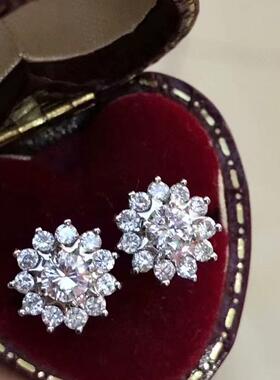 PT铂金镶嵌 1.034克拉天然南非高品质钻石耳钉耳饰耳环真钻送证书