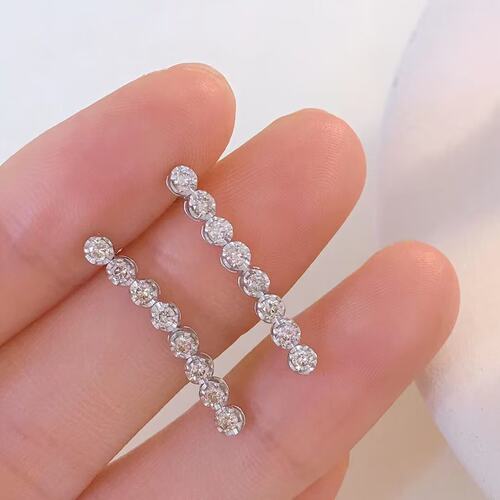 18K金女镶0.5克拉天然南非高品质钻石圆钻耳钉耳线真金真钻送证书